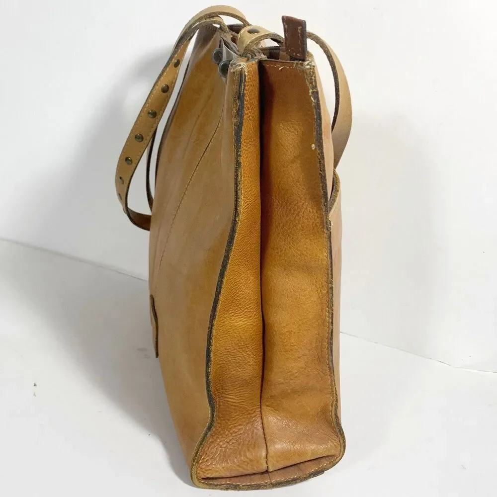 Patricia Nash Cognac Leather Studded Strap Turn Lock Women’s Shoulder Bag Purse